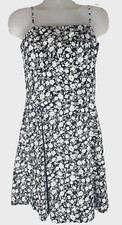Ann Taylor Dress Women's 10 Spaghetti Strap Cotton Lined Floral Fit & Flare