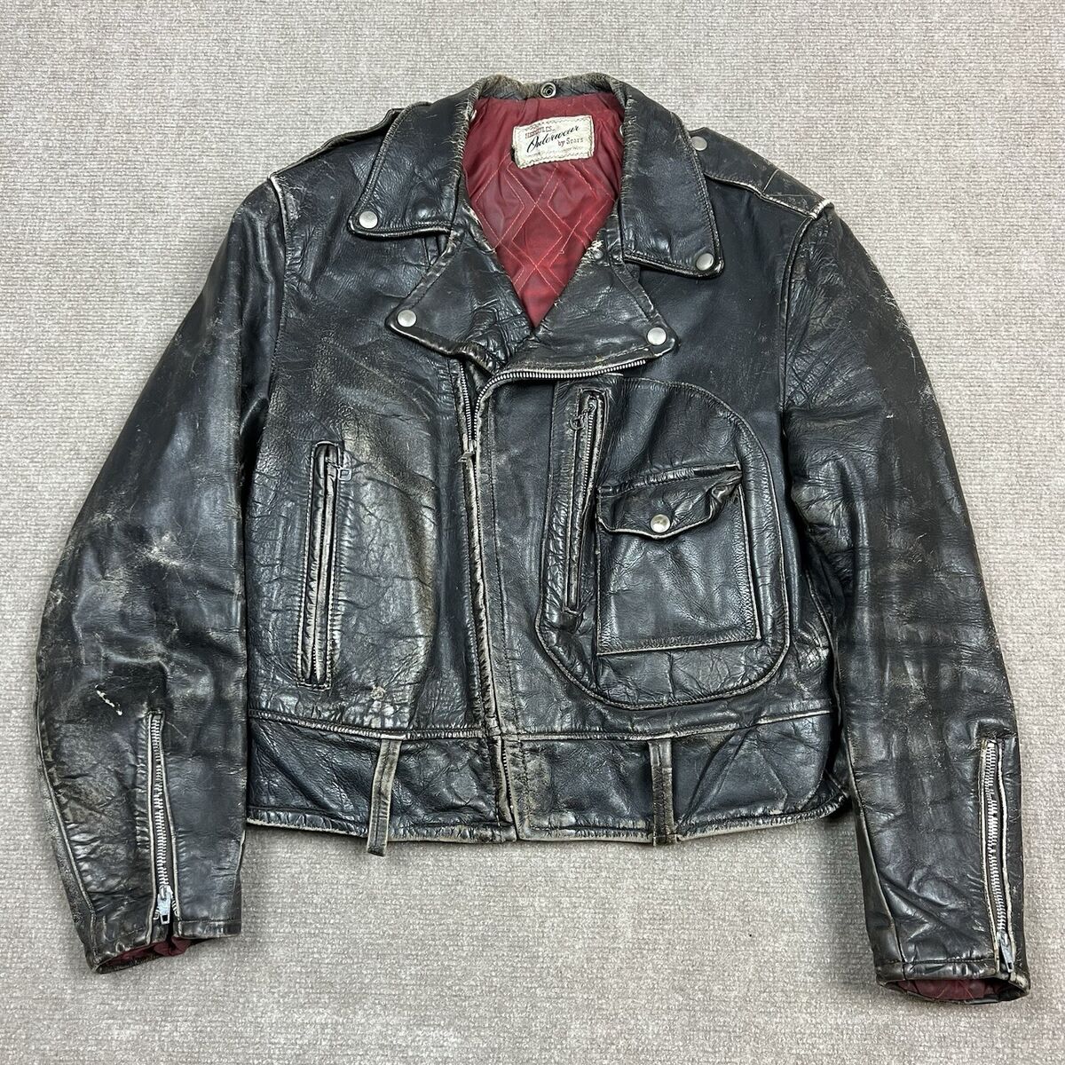 Vintage 50s Hercules Horsehide Leather Motorcycle Jacket D Vintage 50s Hercules Horsehide Leather Motorcycle Jacket D