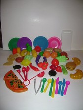 VTG Pretend Play Food Fisher Price Little Tikes dishes mixed lot 60 pieces Fruit