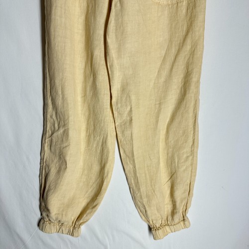 NWT ZARA Linen Jogger Pants Size 13-14 Light Peach Paperbag Drawstring Pockets - Picture 3 of 7