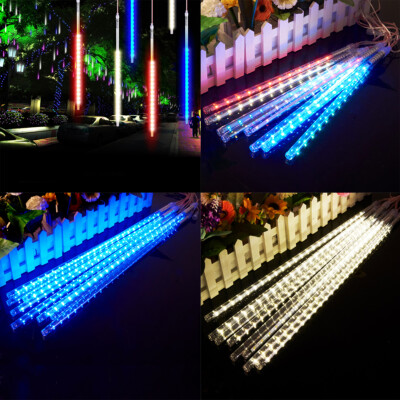 30cm 192 LED Meteor Shower Lights 8 Tubes Falling Rain Icicle Xmas Party Outdoor