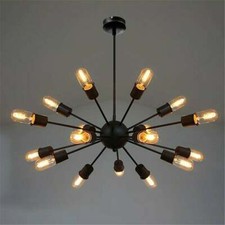 Image of Decorative Brass Sputnik Chandelier Lighting Black Finish Hanging Light