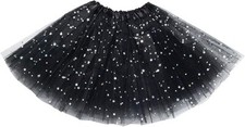 Adult Woman Girl Tutu Skirt Lady Fancy Dress Dancewear Halloween Party(S Black)