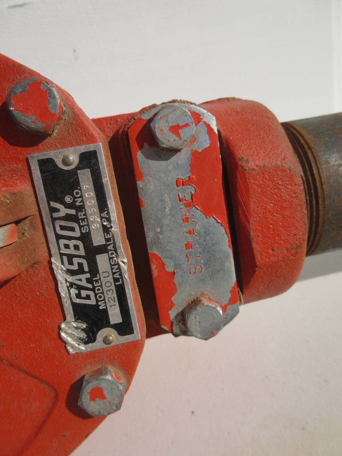 Vintage Gasboy Gas Pump 1230U Red Cast Metal Stand Heavy Duty Hand