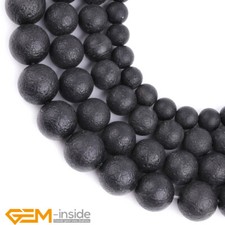 Natural Black Agate Frosted Gemstone Matte 8mm 10mm 12mm Round Beads Strand 15"
