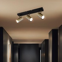 Deckenleuchte Deckenlampe Spotleuchte Metall Schwarz Altmessing 3X GU10 L 41Cm