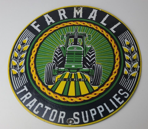 Vintage Farmall International Harvester Sign - Porcelain Gas Tractor Dealer Sign - Picture 11 of 14
