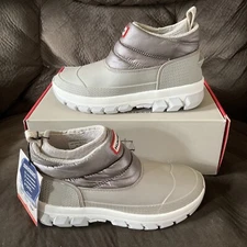 NEW Hunter Original Metallic Snow Ankle Boot Dark Silver/Hail Grey Womens Size 7