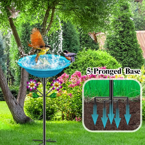 Metal Bird Bath for Outside Garden Birdbath Bowl Freestanding Bird Feeders fo... - Picture 3 of 7