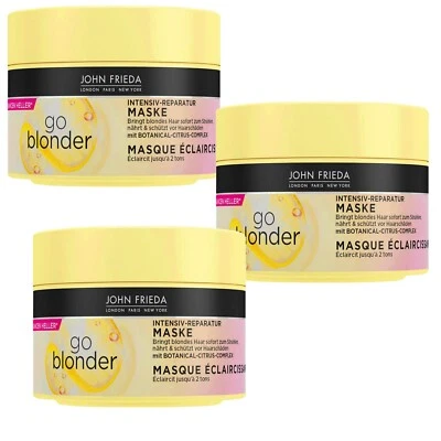 3x250ml JOHN FRIEDA Go Blondes Fort Réparateur Masque Protège Éclaircissement - Photo 1/4