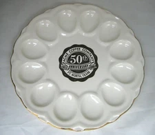 Vintage Deviled Egg Plate Acme Coffee Company 50th Anniversary FT. WORTH TEXAS
