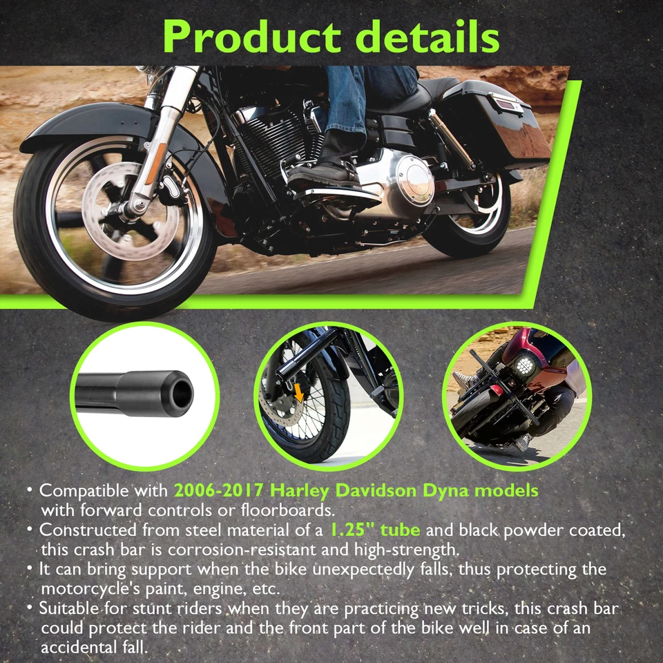 Barra de choque de protección de motor de carretera para controles delanteros Harley Dyna Low Rider FXDL Foto 4 de 4