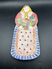 Vintage Italica Hand Painted Woman Hanging Wall Art Or Spoon Rest Italy