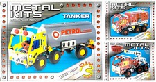 Kids DIY Metal Fire Engine Construction Model Toy Kit Craft Tanker Trucks Lorry 