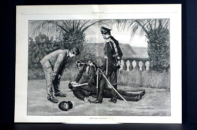 Monte Carlo Suicide 1884 MONACO GAMBLING HOUSE GAMBLER Engraving Print w STORY