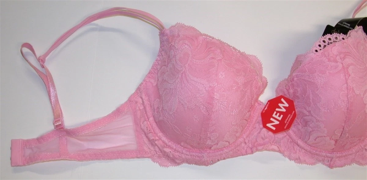 JC Penney Delicates Bra ~ 2 Hook Average Figure ~ Pink Lace ~ 34C **NEW**