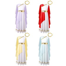 Niños Niñas Ropa de Baile Vestido Metálico Prendas para la Cabeza Ropa de Juego Ejercicio Juego de Rol Griego
