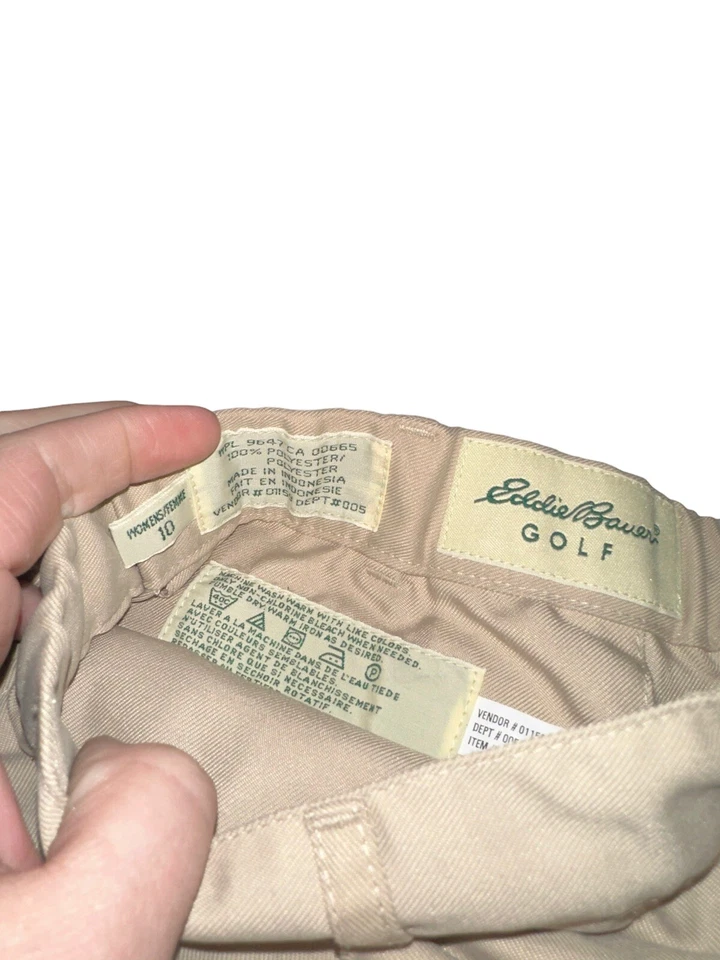 Pantalones cortos de golf plisados delanteros Eddie Bauer para mujer talla 10 beige Foto 3 de 4