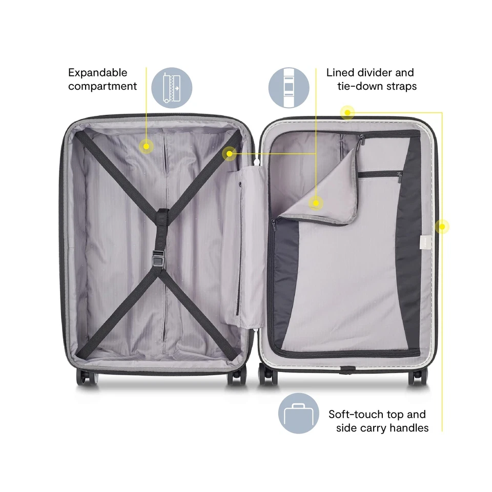 Титановый жесткий расширяемый чемодан DELSEY PARIS с колесиками-спиннерами, черный,... - Изображение 3 из 4