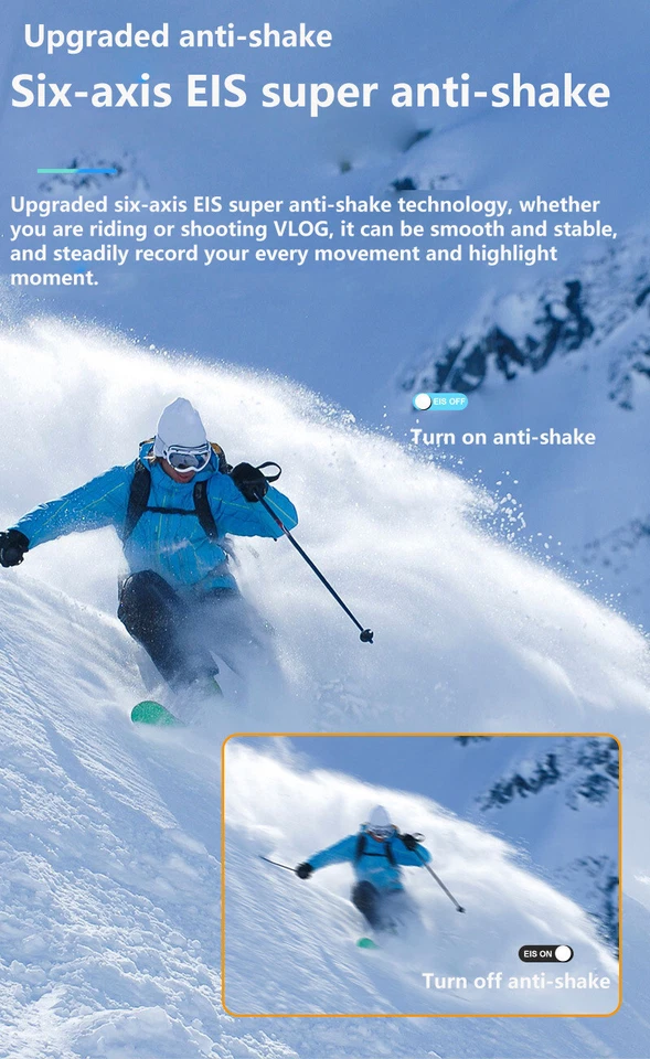 5K Sports Camera with Anti-Shake EIS Stabilization Dual Touch Screen Motorcycle - Image 4 of 4