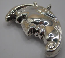 Unusual Sterling Silver Man In The Moon Vesta Case Match Safe Real Diamond Eyes