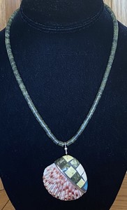 santo pueblo inlay domingo 1980 shell necklace