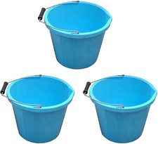 3 x 14L Builders Bucket Pouring Lip Metal Handle Heavy Duty Storage Sky Blue UK