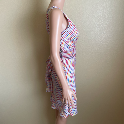 dvf striped silk dress Diane Von Furstenberg Striped Silk Mini Dress Women's Size Large