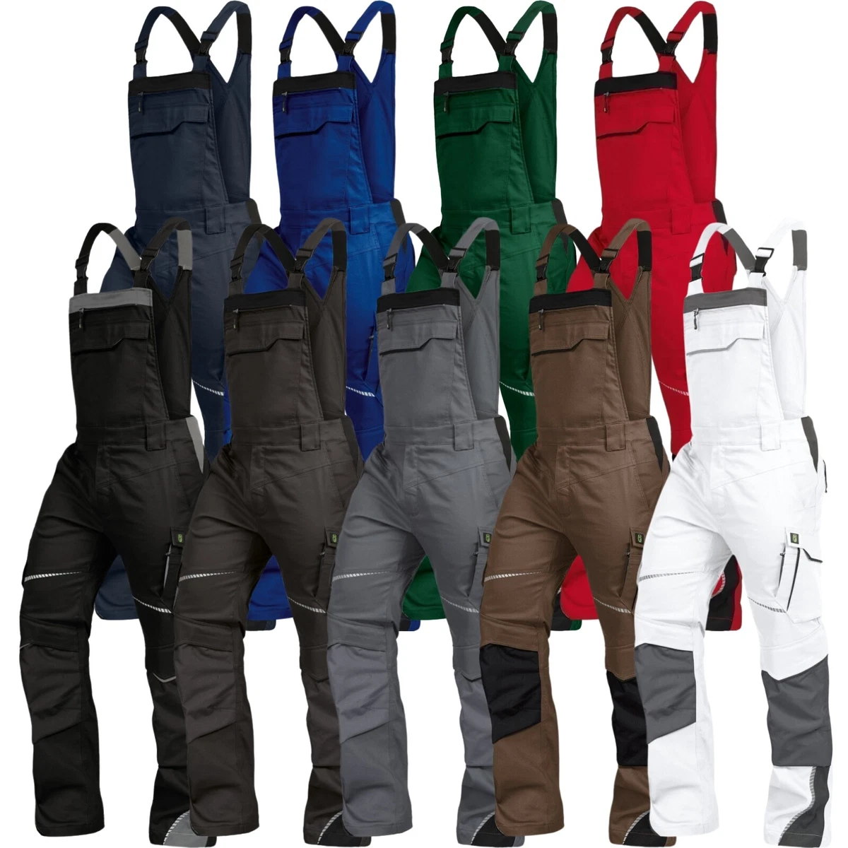 LEBER & HOLLMANN Arbeitslatzhose Latzhose Gefütterte Schutzlatzhose Grau-Schwarz-Blau