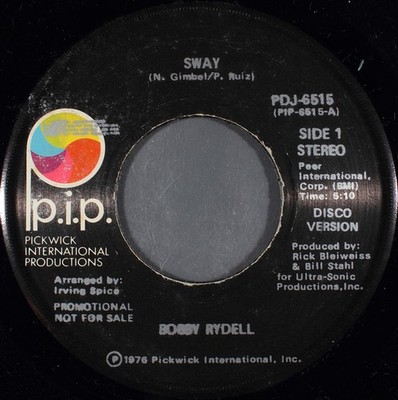 Bobby Rydell - Sway - Used Vinyl Record 7 - Promo - G8100z
