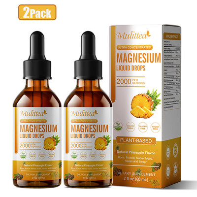 2 Packs Magnesium Glycinate Liquid Drops 2000mg Improve Sleep,Anxiety Relief