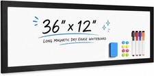 Long Narrow Whiteboard 36x12 Inches Magnetic Surface Smooth Erase Wall Mount
