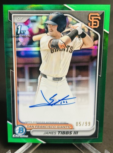 2024 Bowman Chrome Draft 1st Auto James Tibbs III TRUE Green Refractor /99