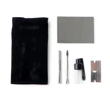 6 Piece Snuff Kit Mirror Straw Black Fabric Storage Bag Compact Travel Set READ*