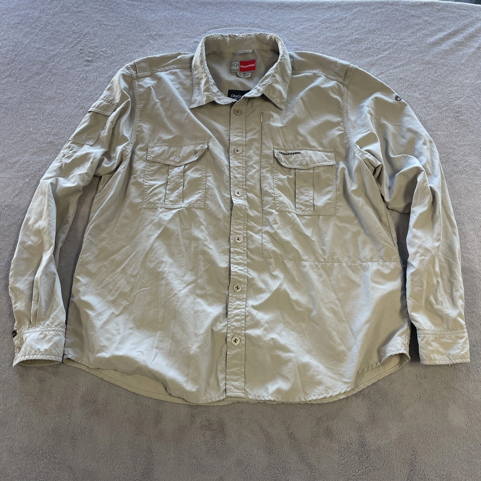 Craghoppers Insect Shield XXL Beige Hiking Fishing Travel Shirt