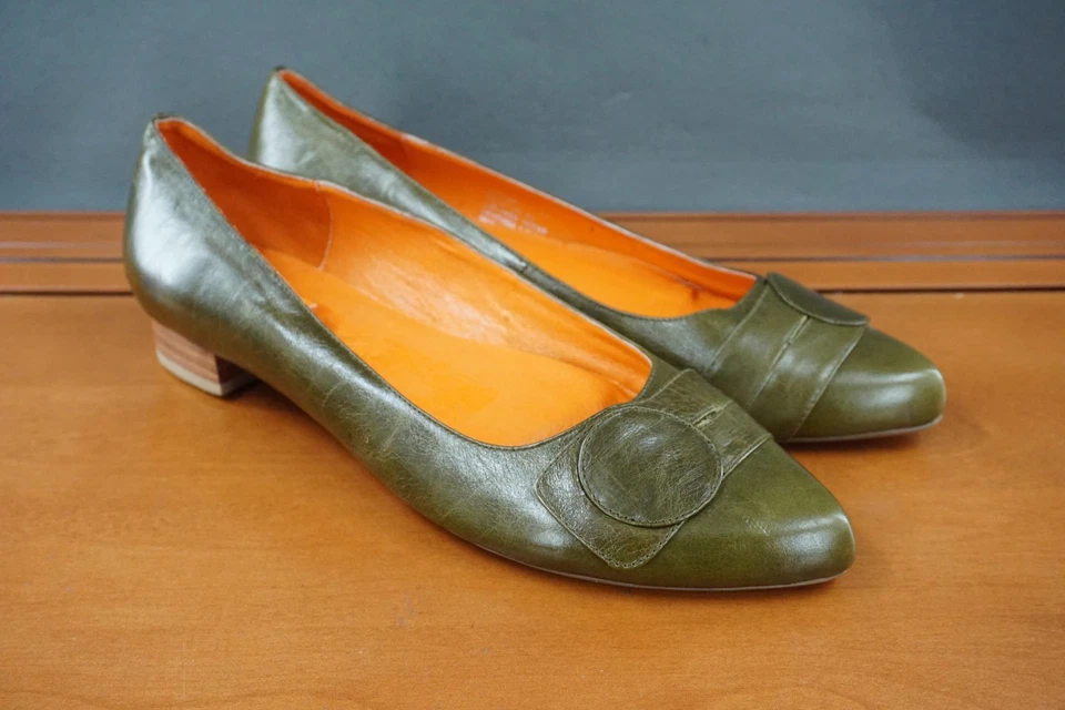 Zapatos Miz Mooz Enigma para mujer talla 11 cuero verde tacón bajo sin cordones planos elegantes Foto 3 de 4