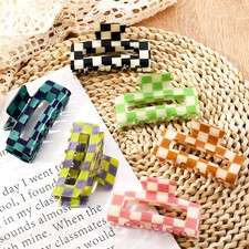 Whaline 6 Pack Checkered Hair Claw Clips 1 Count Pack of 6 , Multicolor
