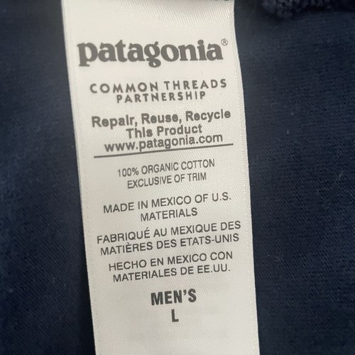 Patagonia Mountain Logo Graphic Mens T Shirt Navy Size Large 100% Organic Cotton - Picture 6 of 6