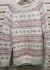 Vintage Hand Knitted Pier 1 Imports New Zealand Wool Sweater: Size Large