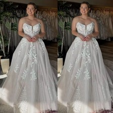 Glitter Appliques Wedding Dresses for Woman Sleeveless A-Line Tulle Bridal Dress