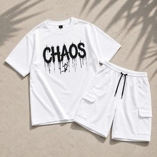 Mens 2 Piece Casual Shirt Shorts Set Unisex Outfit Active wear Streetwear