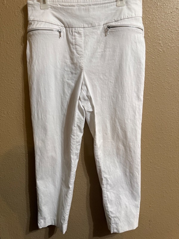 WESTBOUND PARK AVE ANKLE CROP PANTS SZ 12 WHITE STRETCH TAPERED LEG PULL ON