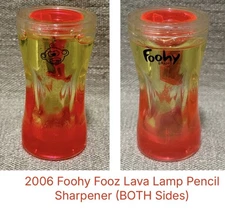 2006 Foohy Fooz Lava Lamp Pencil Sharpener Orange Yellow Monkey Face W/ Cleanout
