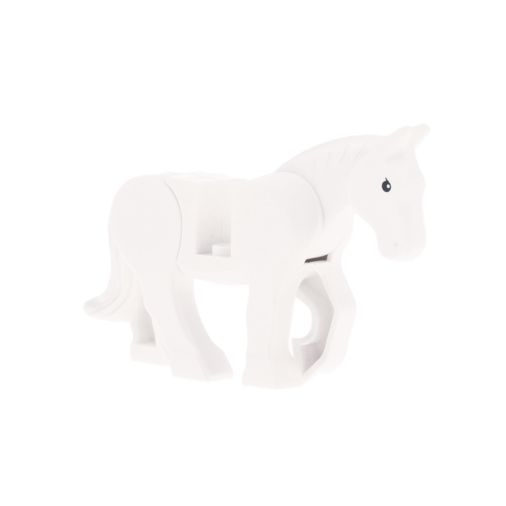 1X Lego Animal Horse White Black Eyes White Pupils Movable Legs 10352C01PB09