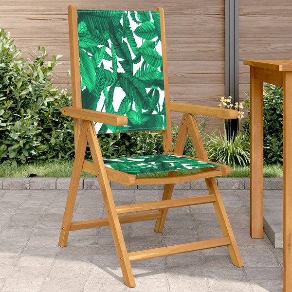 GartenstüHle 2Er Set Massivholz Akazie Blattmuster Mit Stoffbezug-image