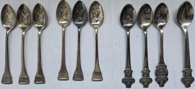 Lot of 10 Rolex Bucherer Souvenir Spoons -DIFFERENT Swiss Cities.