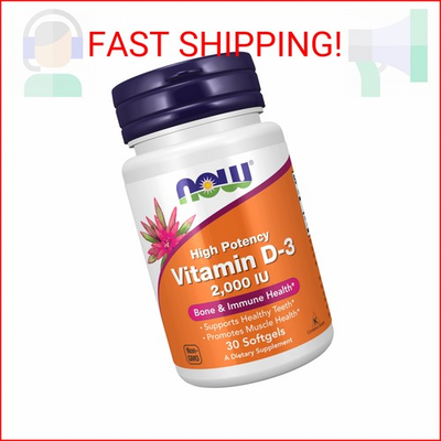 #ad NOW Foods Supplements Vitamin D 3 2000 IU High Potency Structural Support* $4.45