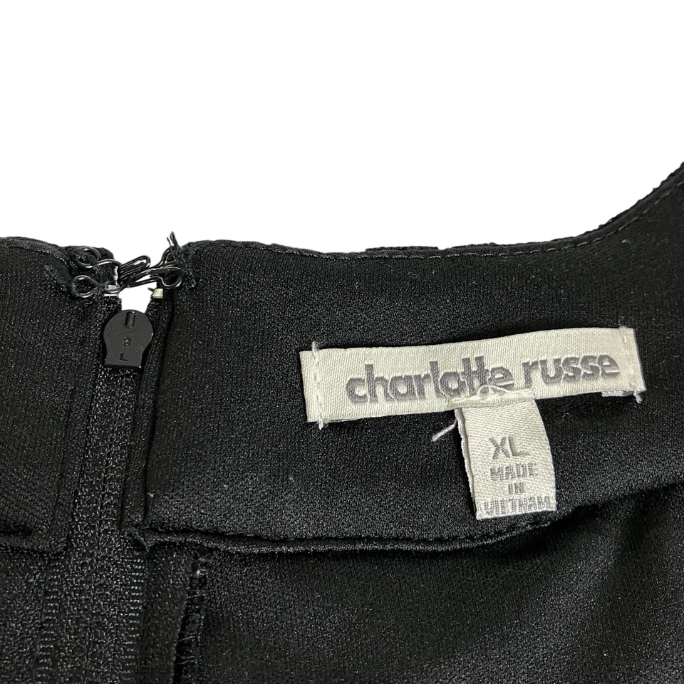 Винтажный Charlotte Russe мини-платье XL черный крючком кружева с бретелью через шею готики Y2K 90-х - Изображение 4 из 4