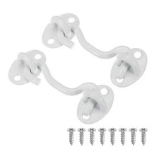 2 x 3" Hook Eye Latch Carbon Steel Privacy Hook Eye Latch Gate Latch Lock White