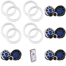 Kicker 4 Pair 51MSS65 LED 6.5" Premium Marine Component with a Pair of 50...